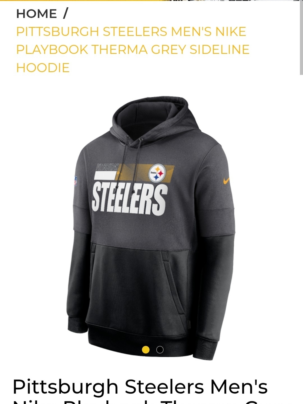 Nike Pittsburgh Steelers Onfield Sideline Hoodie Football NFL 3XL